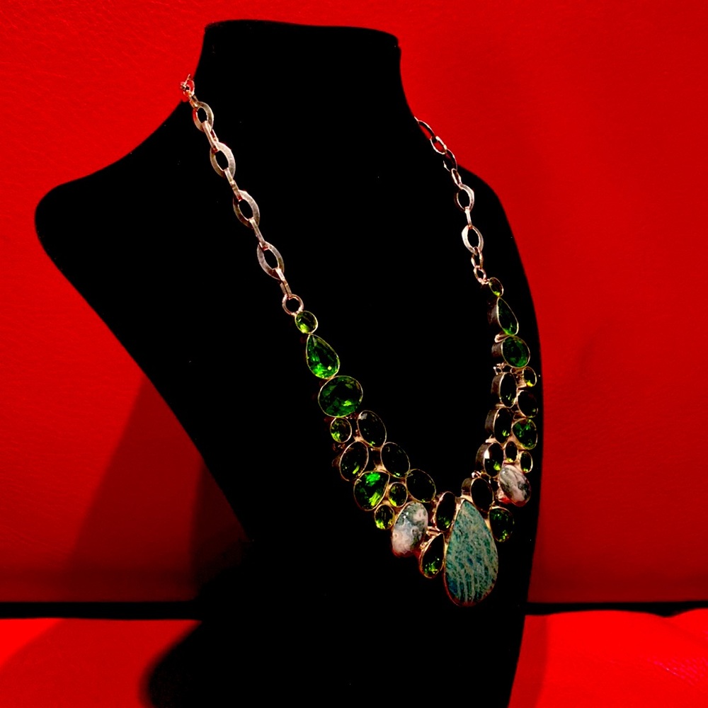 Stunning Amazonite & Peridot Solid Silver Stamped… - image 4